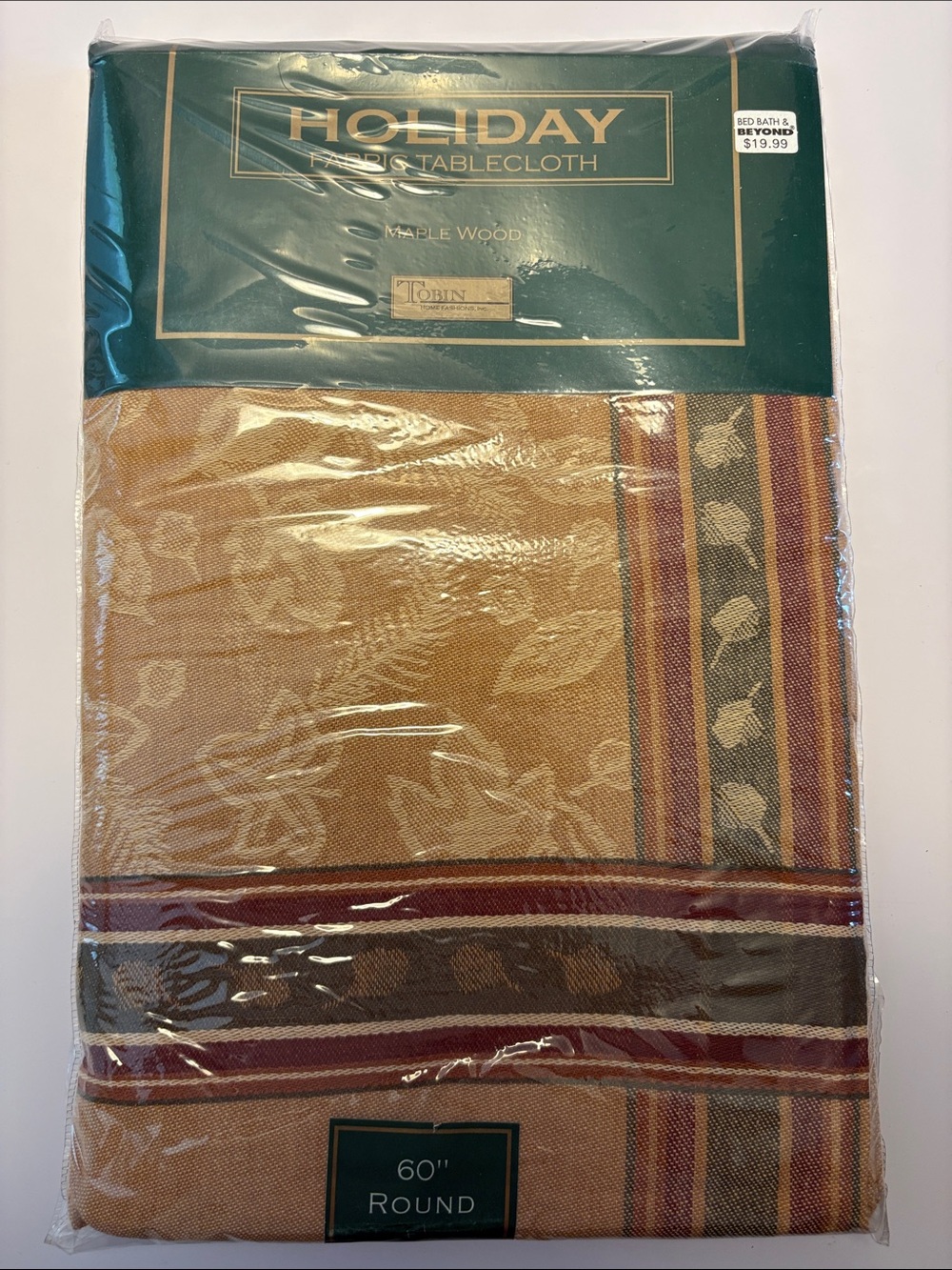 Tobin Home Holiday Maple Wood 60" Round Tablecloth - Gold & Burgundy Leaf Fall!!